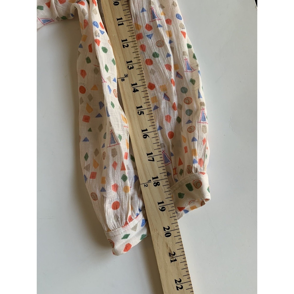 Maeve Womens Shirt Small Boho Tiered Geometric Cottage Button Up Tunic Peasant - Picture 8 of 8